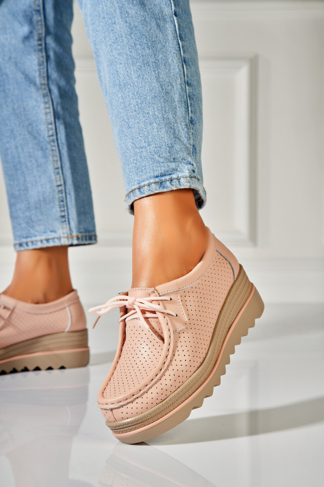 Poze Mocasini dama Piele Naturala Roz Maive