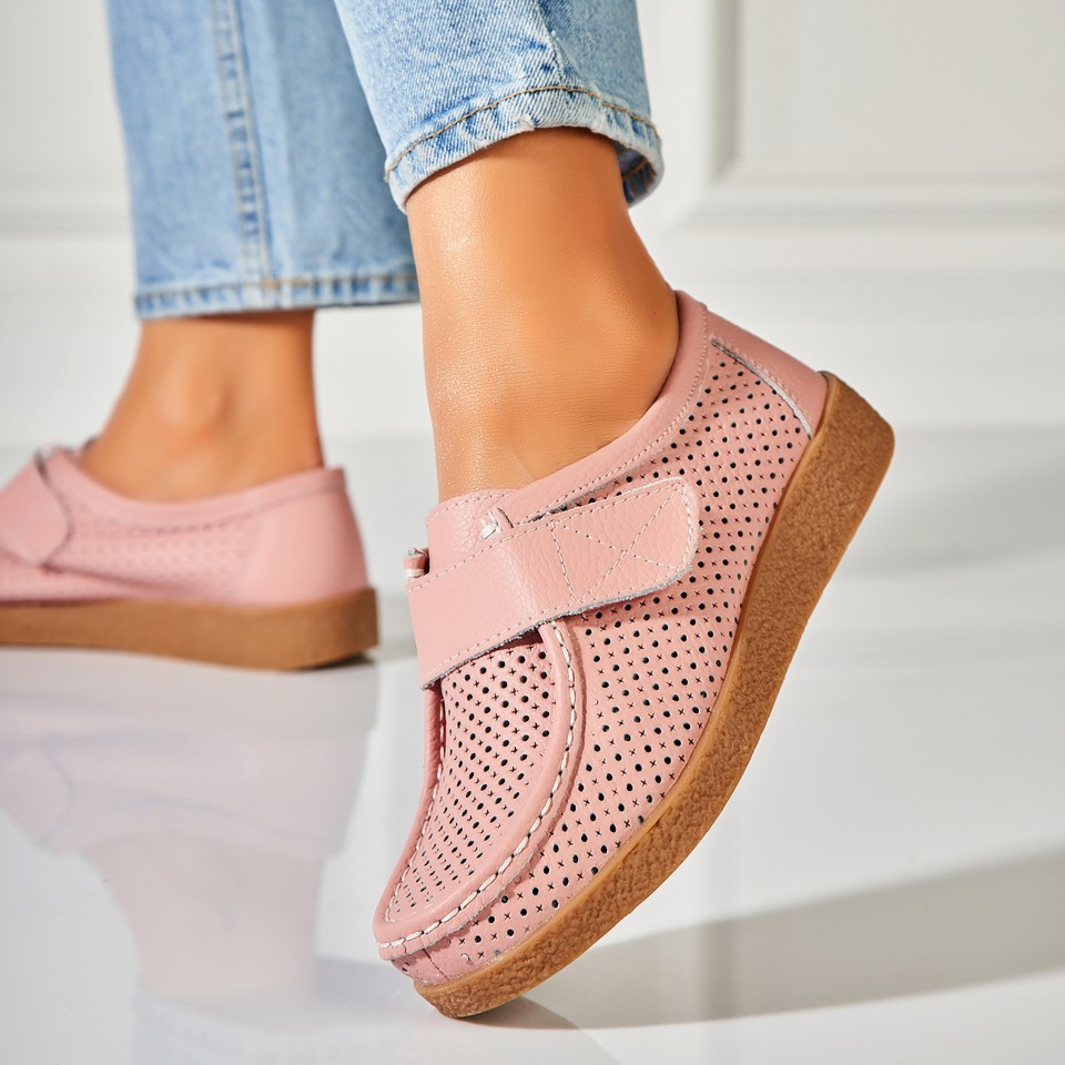 Poze Mocasini dama Piele Naturala Roz Takari