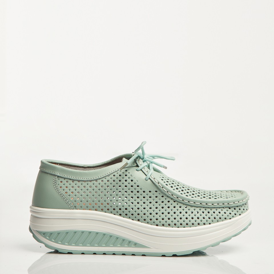 Poze Mocasini dama Piele Naturala Turcoaz Haya