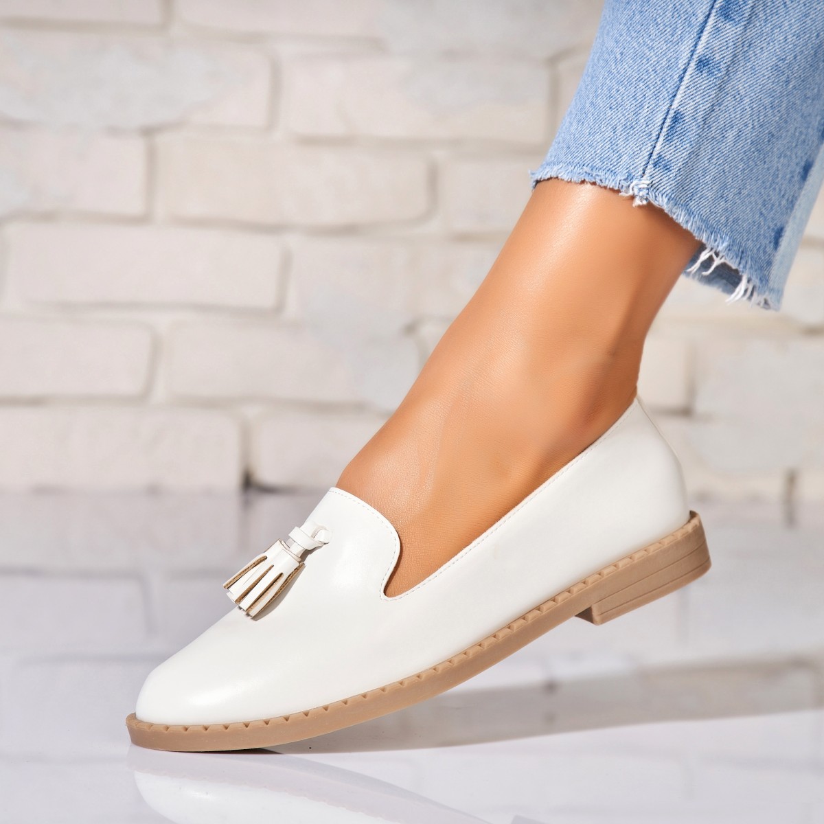 Poze Pantofi dama casual Albi din Piele Ecologica Ezra