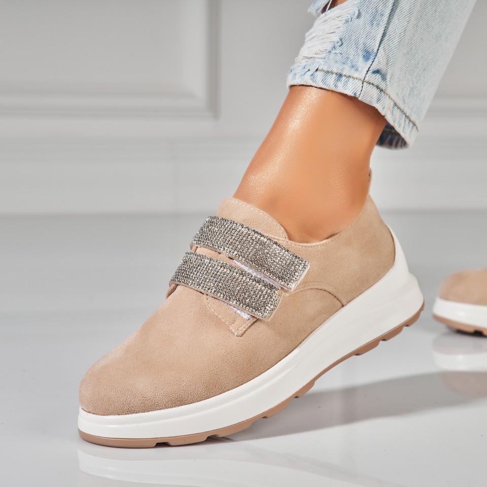 Poze Pantofi dama casual Bej din Piele Ecologica Intoarsa Alaia2