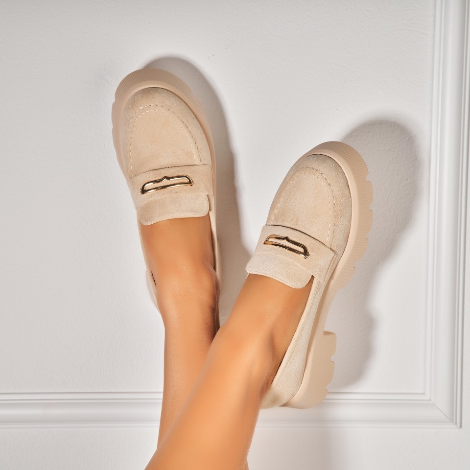 Poze Pantofi dama casual Bej din Piele Ecologica Intoarsa Kristine