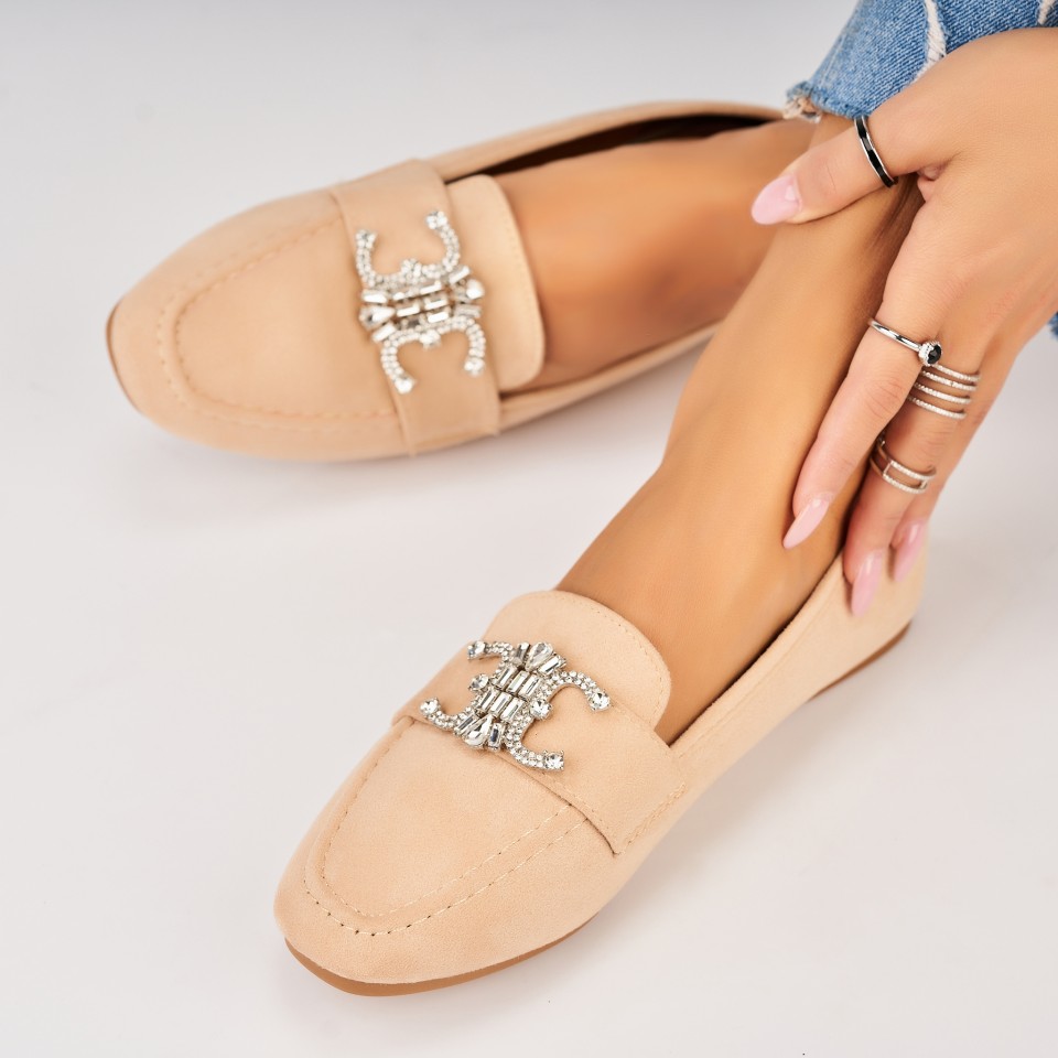 Poze Pantofi dama casual Bej din Piele Ecologica Intoarsa Veraly