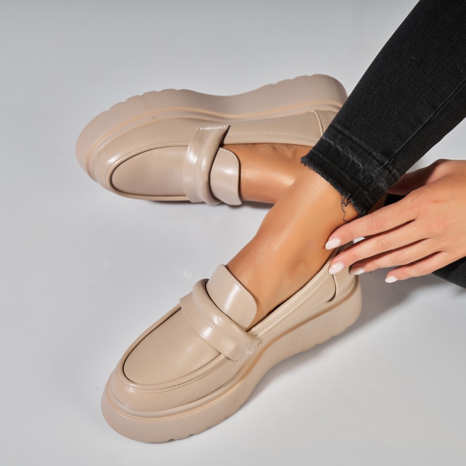 Poze Pantofi dama casual Bej din Piele Ecologica Lila