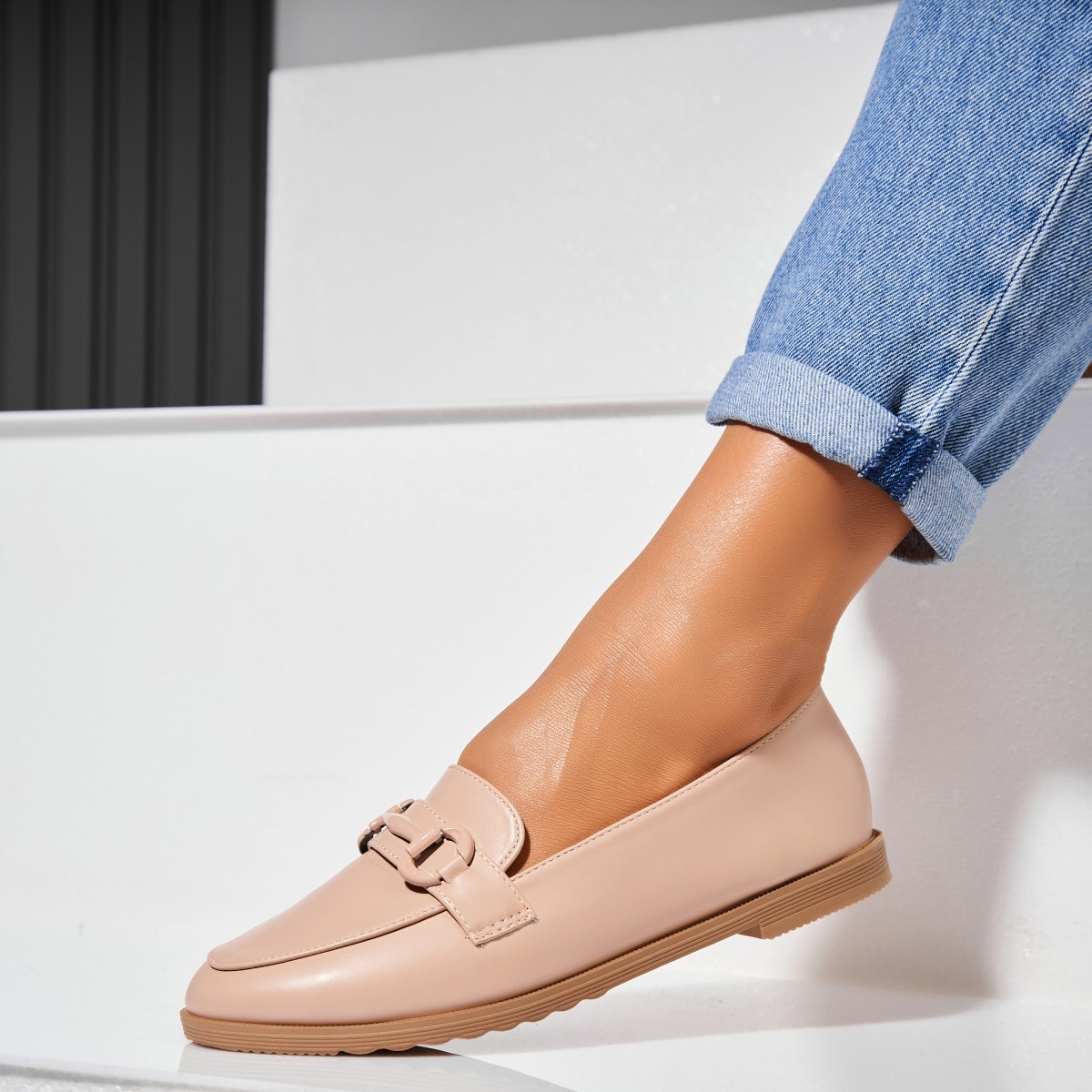 Poze Pantofi dama casual Bej din Piele Ecologica Raima