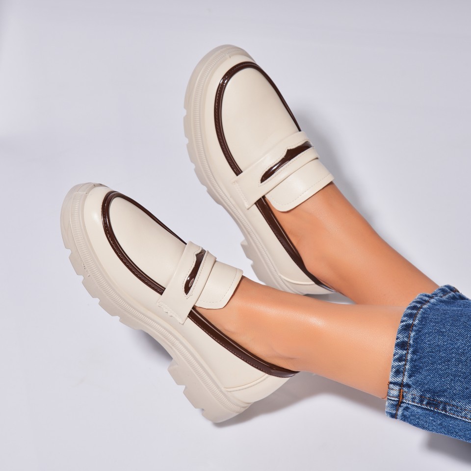 Poze Pantofi dama casual Bej din Piele Ecologica Yime