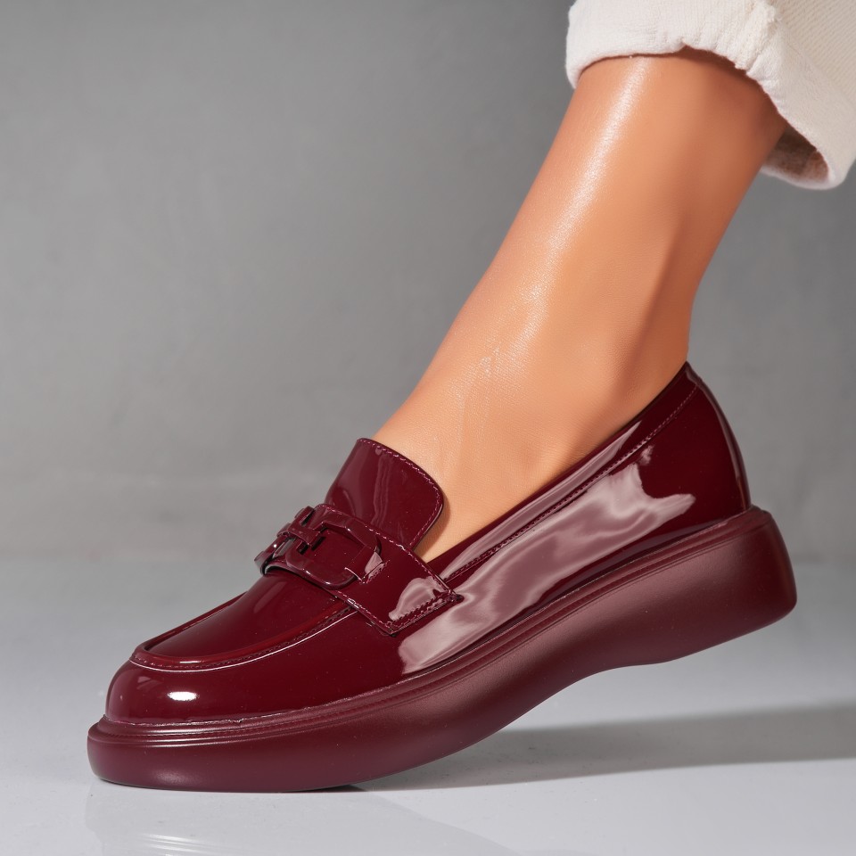 Poze Pantofi dama casual Bordo din Piele Ecologica Lacuita Adalie