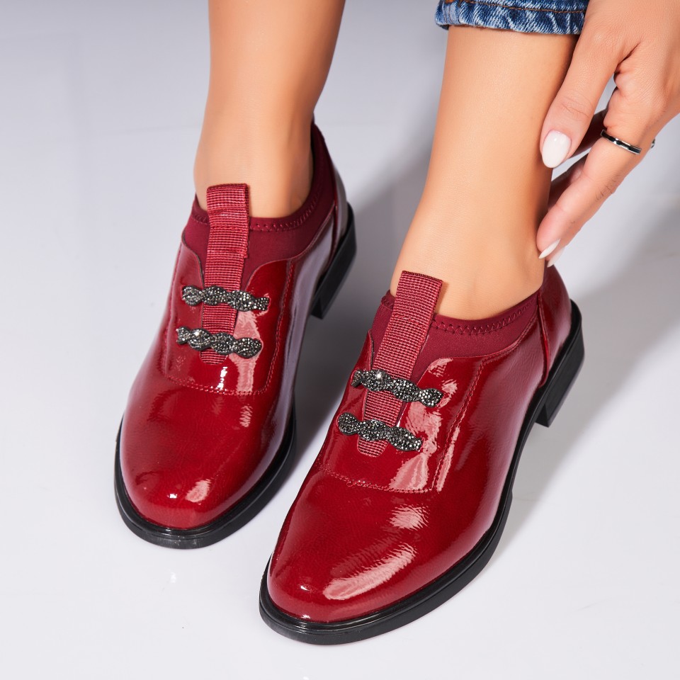 Poze Pantofi dama casual Bordo din Piele Ecologica Lacuita Brexly