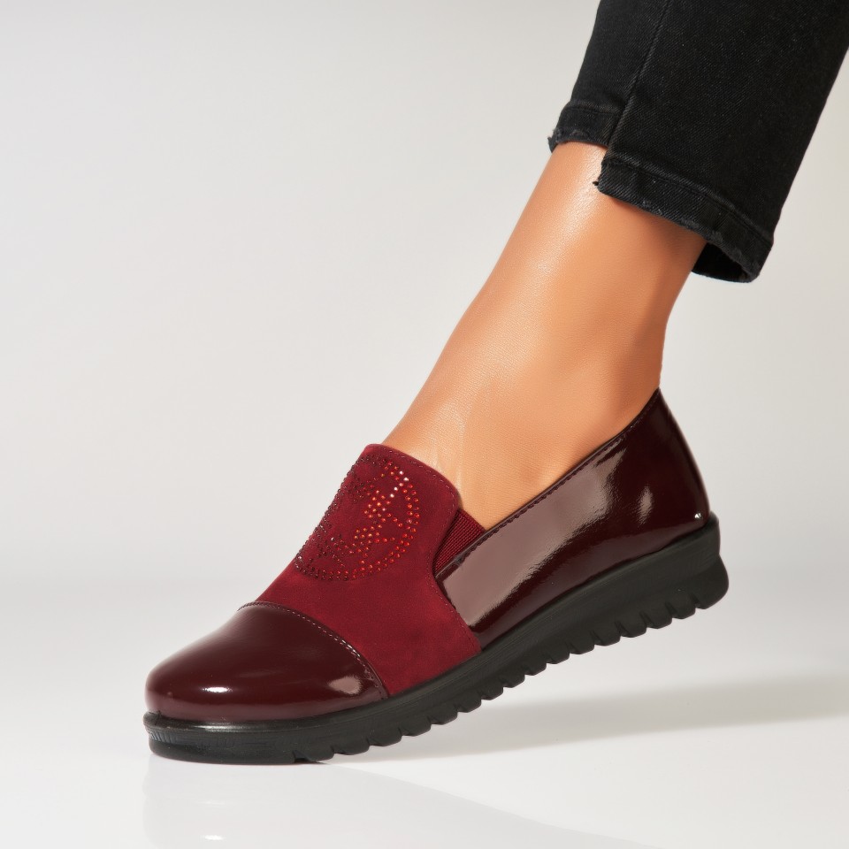 Poze Pantofi dama casual Bordo din Piele Ecologica Lacuita Lukia