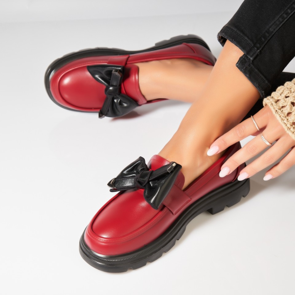 Poze Pantofi dama casual Bordo din Piele Ecologica Zendaia