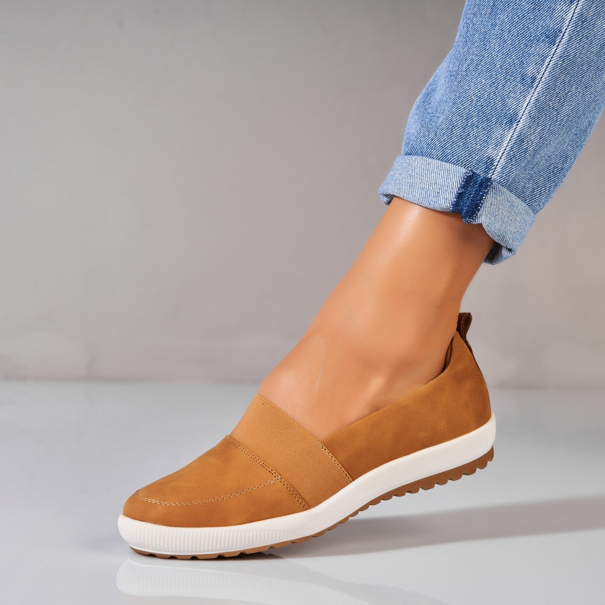 Poze Pantofi dama casual Camel din Piele Ecologica Olesia