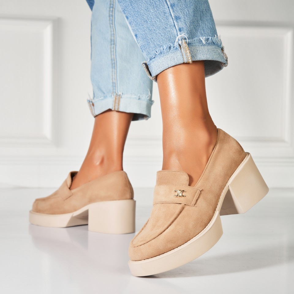 Poze Pantofi dama casual Kaki din Piele Ecologica Intoarsa Nilor