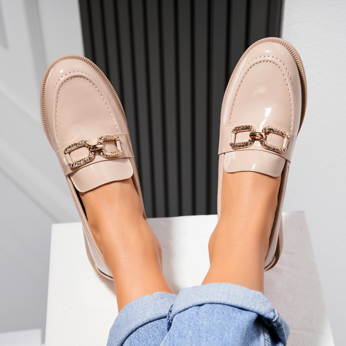 Poze Pantofi dama casual Kaki din Piele Ecologica Lacuita Kasra