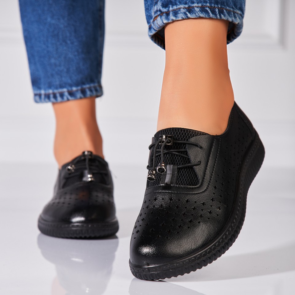 Poze Pantofi dama casual Negri din Piele Ecologica Esai