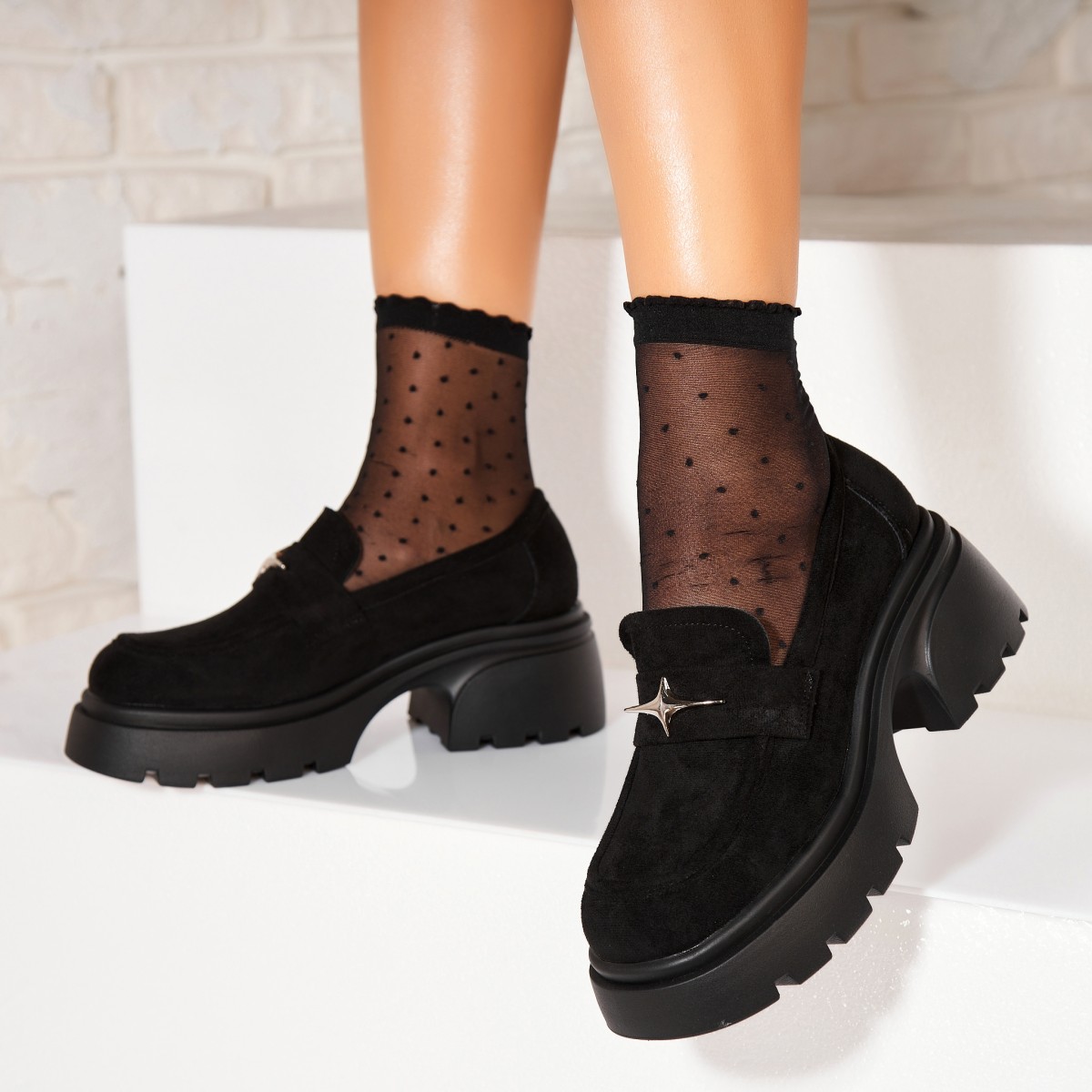 Poze Pantofi dama casual Negri din Piele Ecologica Intoarsa Niyel2