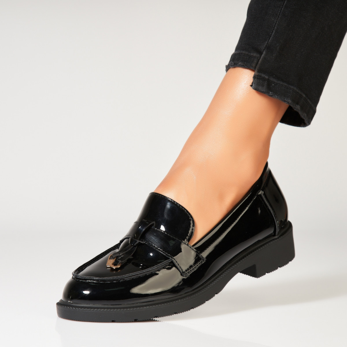 Poze Pantofi dama casual Negri din Piele Ecologica Lacuita Avrielle3