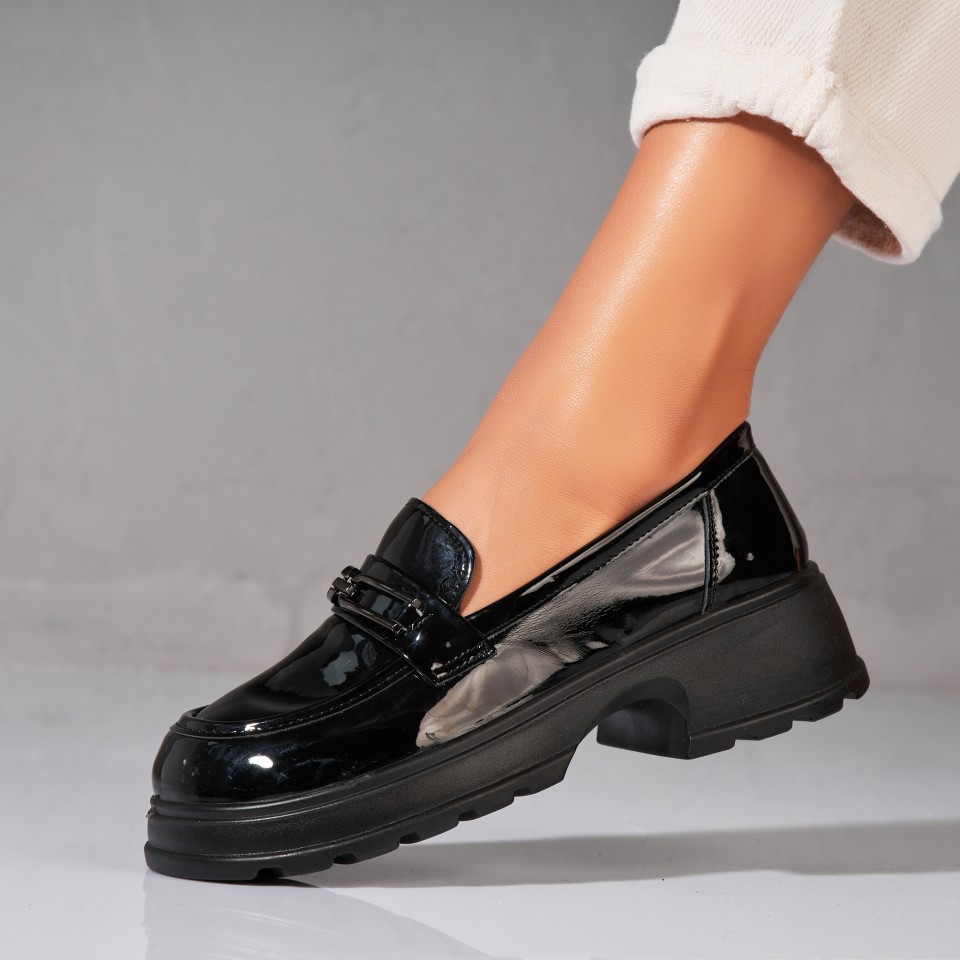 Poze Pantofi dama casual Negri din Piele Ecologica Lacuita Zaya