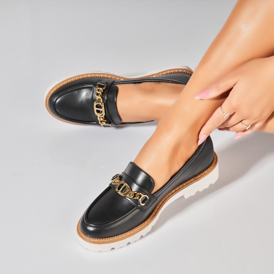 Poze Pantofi dama casual Negri din Piele Ecologica Navya2