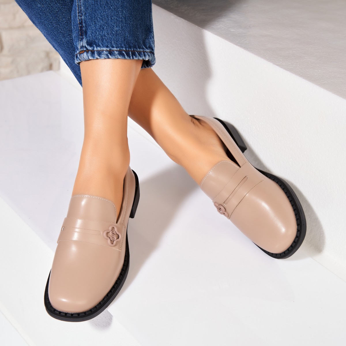 Poze Pantofi dama casual Nude din Piele Ecologica Syan