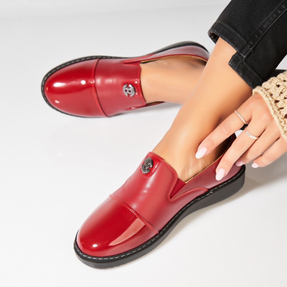 Poze Pantofi dama casual Rosii din Piele Ecologica Lacuita Gelela