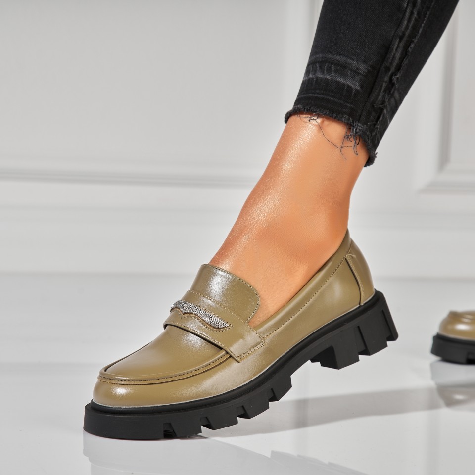 Poze Pantofi dama casual Verzi din Piele Ecologica Demi