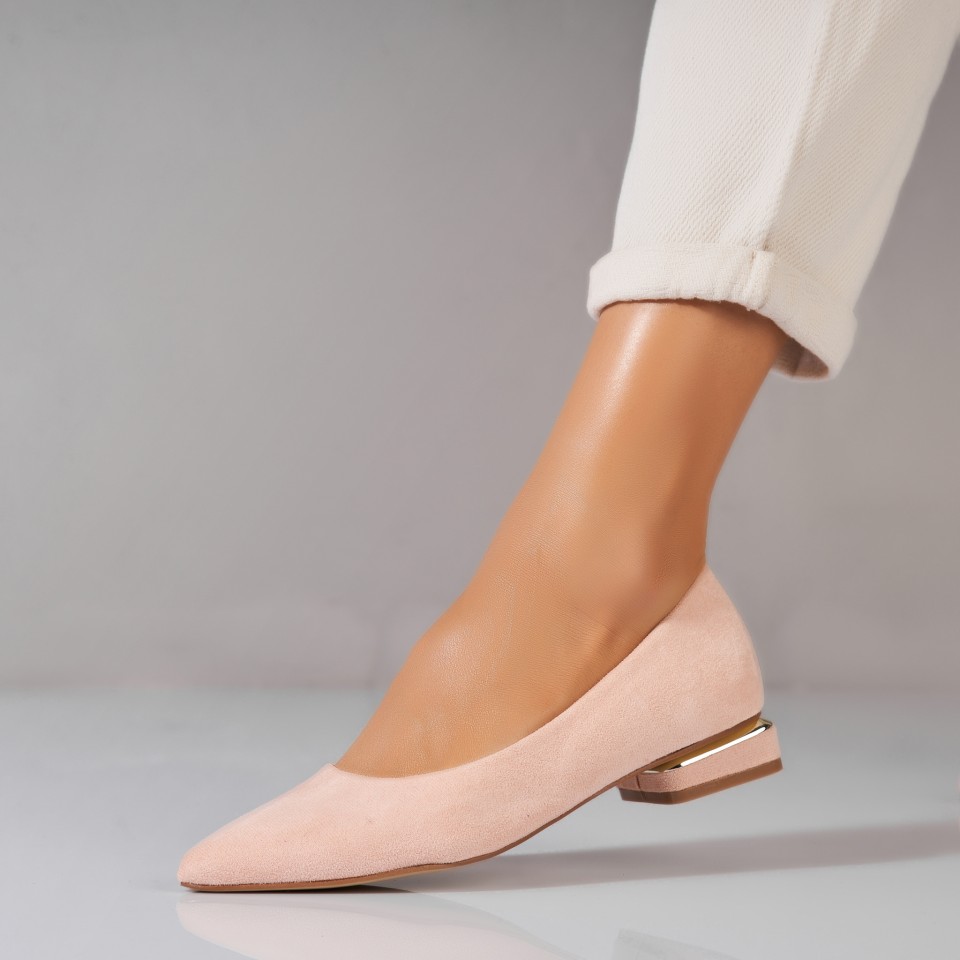 Poze Pantofi dama cu toc Bej din Piele Ecologica Intoarsa Ginna