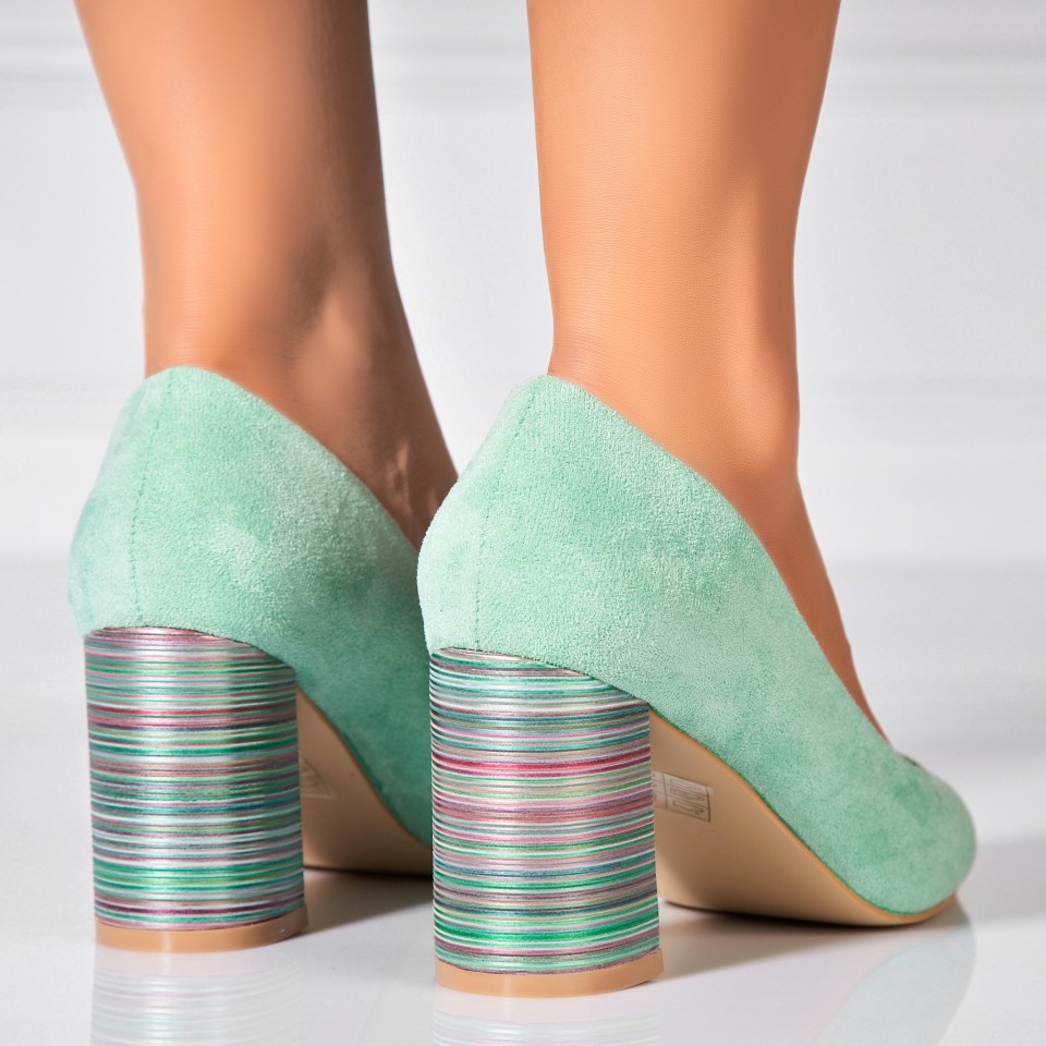 Poze Pantofi dama cu toc Verzi din Piele Ecologica Intoarsa Esko