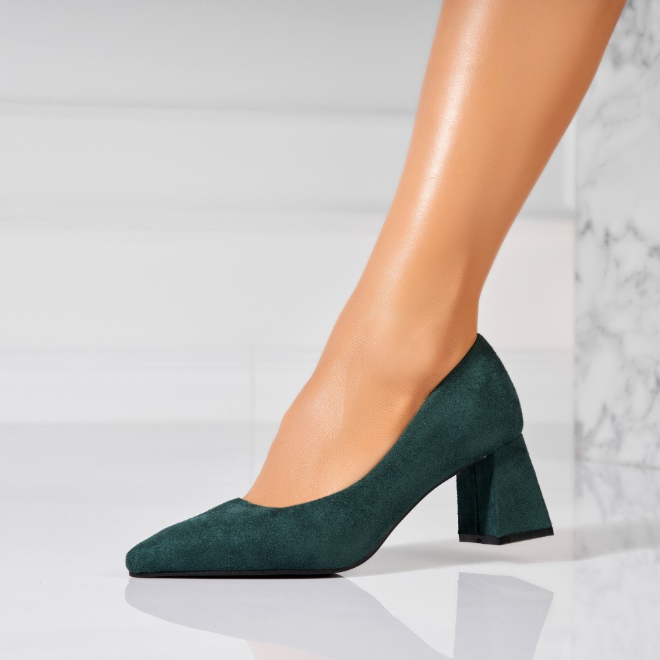 Poze Pantofi dama cu toc Verzi din Piele Ecologica Intoarsa Yuven