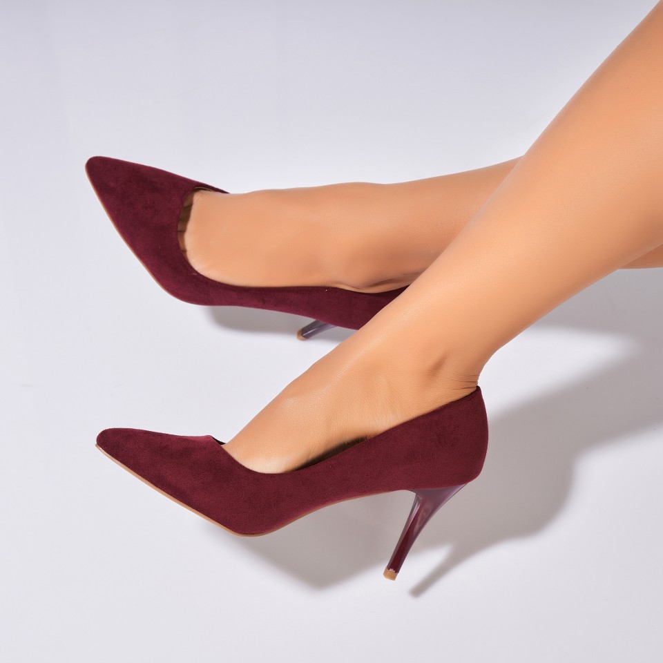 Poze Pantofi dama stiletto Bordo din Piele Ecologica Intoarsa Isaly