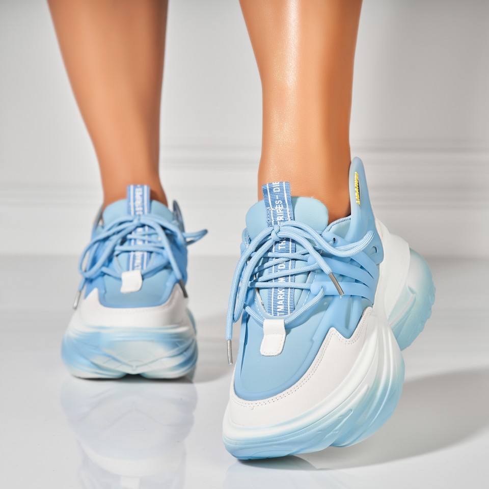 Poze Adidasi Dama Albastri din Piele Ecologica Nasim