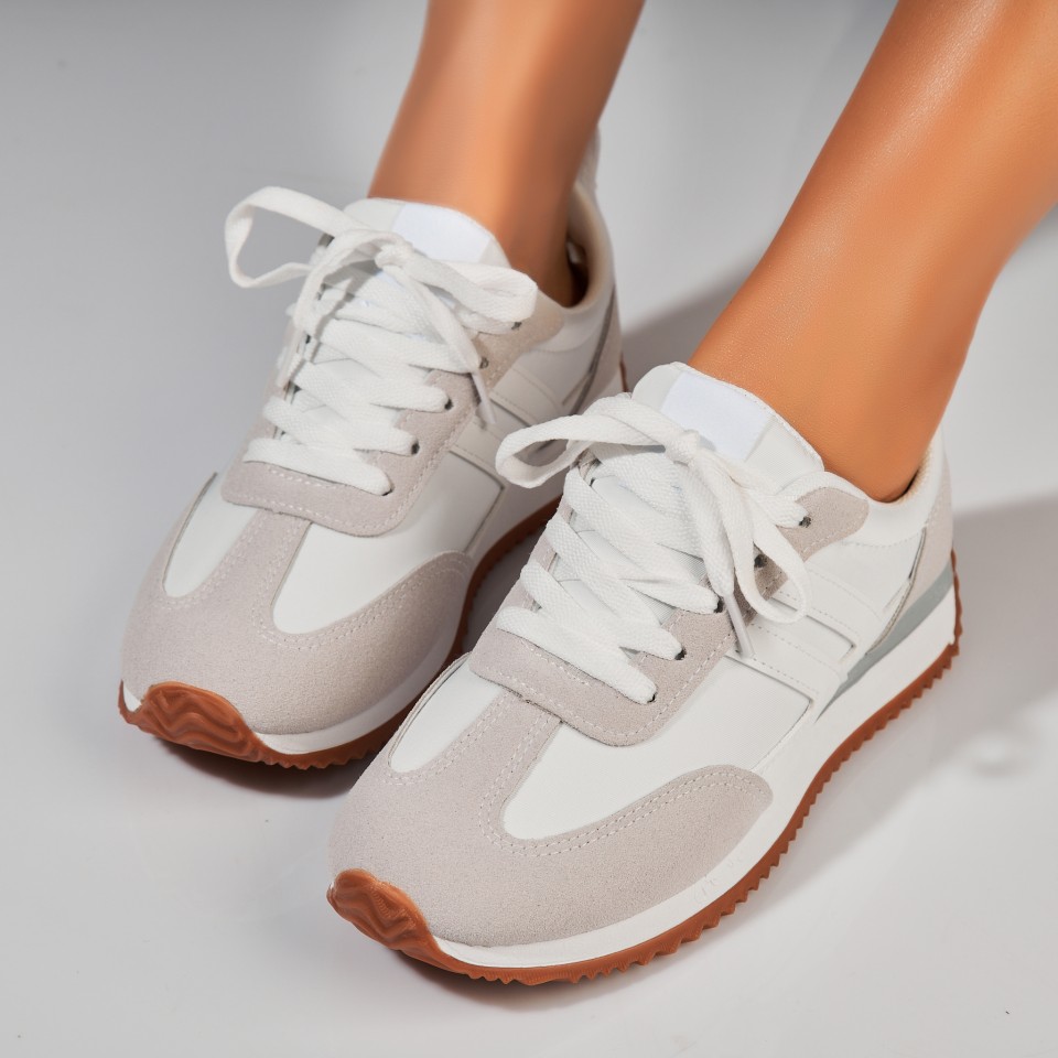 Poze Adidași damă Albi din Piele Ecologica Intoarsa Kiro
