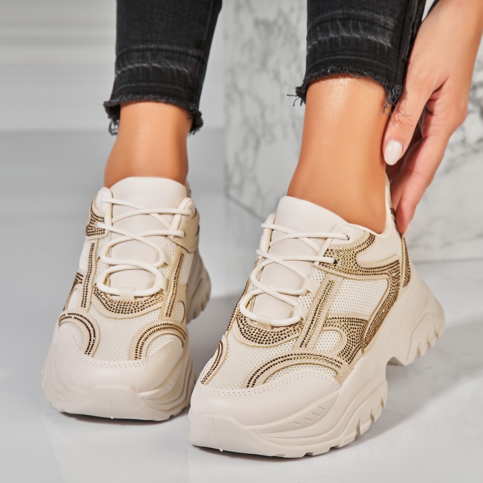 Poze Adidasi Dama Bej din Piele Ecologica Ivana