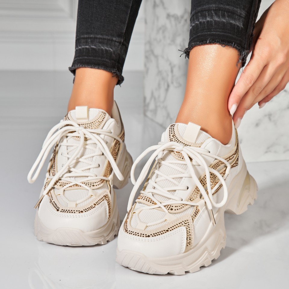 Poze Adidasi Dama Bej din Piele Ecologica Jovie