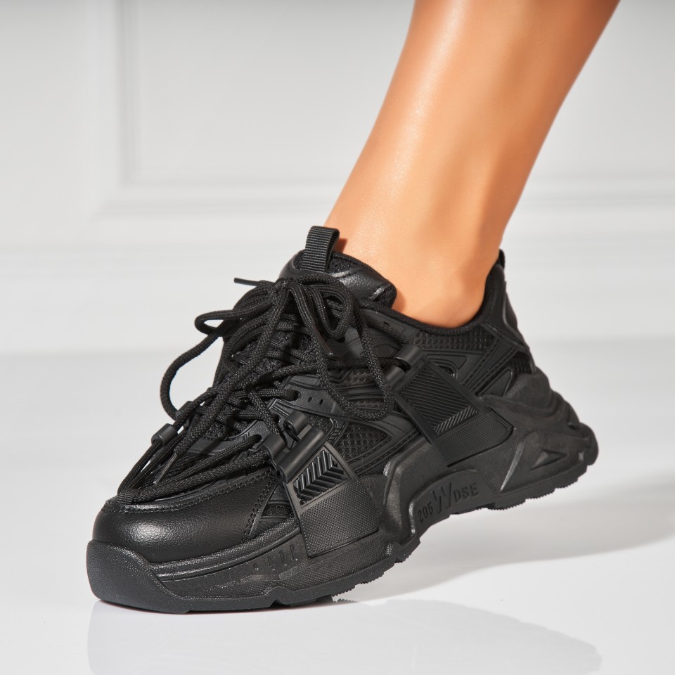 Poze Adidasi Dama Negri din Piele Ecologica Yanky