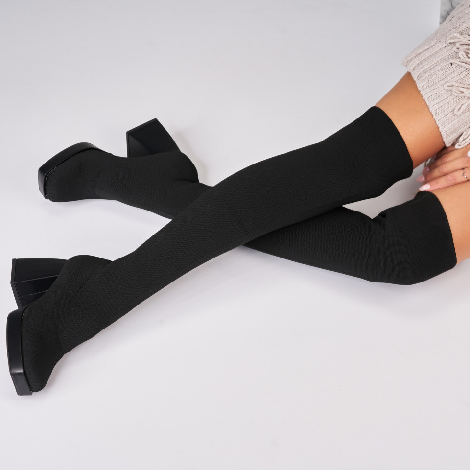 Poze Cizme Dama Imblanite Negre din Textil Baylie