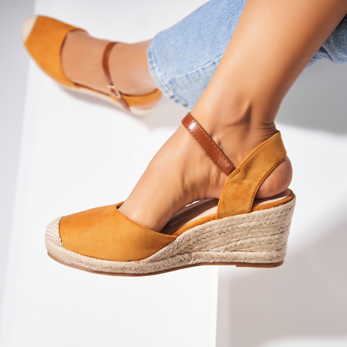 Poze Espadrile dama Camel din Piele Ecologica Intoarsa Skilah