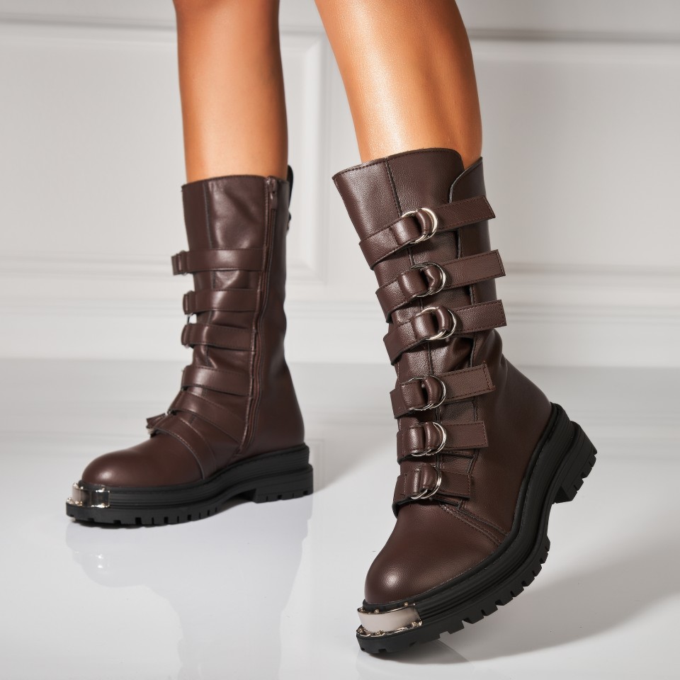 Poze Ghete Dama Imblanite Maro din Piele Ecologica Wynter