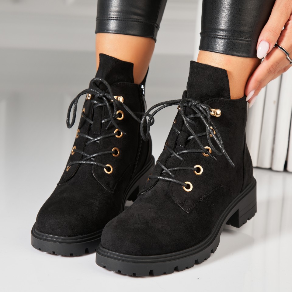 Poze Ghete Dama Imblanite Negre din Piele Ecologica Intoarsa Marilla2