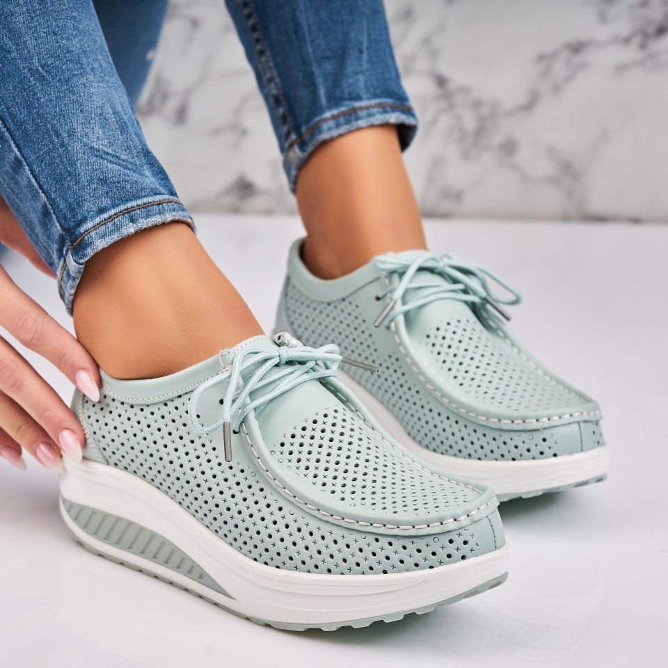 Poze Mocasini dama Piele Naturala Albastri Irie