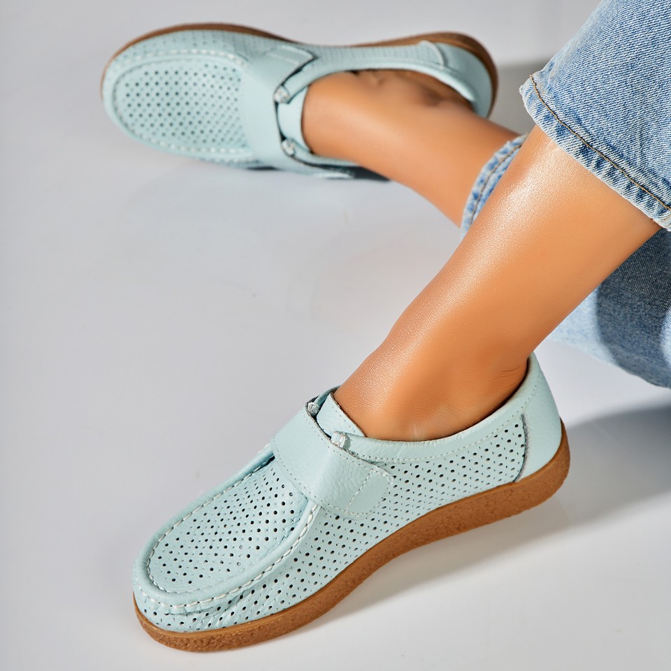 Poze Mocasini dama Piele Naturala Albastri Takari