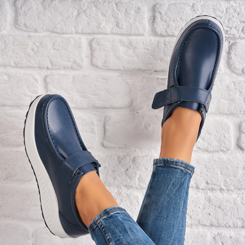 Poze Mocasini dama Piele Naturala Bleumarin Emika