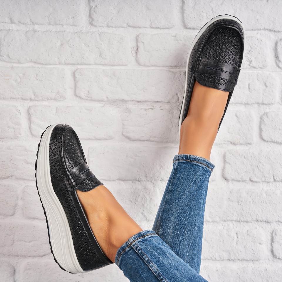 Poze Mocasini dama Piele Naturala Negri Clara