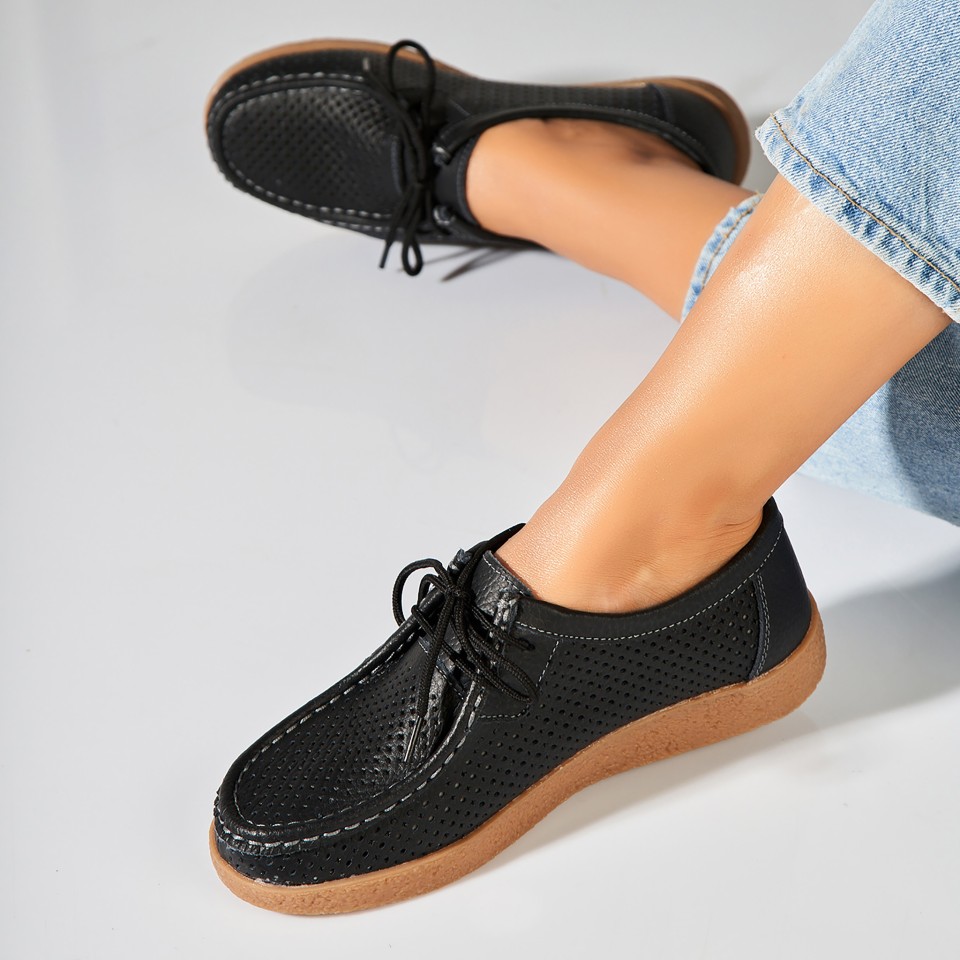 Poze Mocasini dama Piele Naturala Negri Jyana