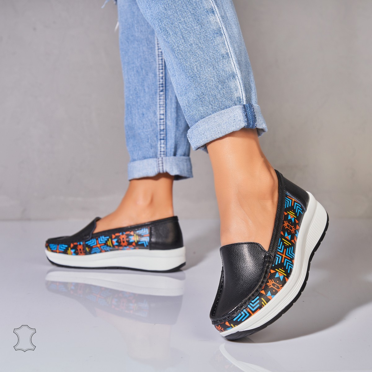 Poze Mocasini dama Piele Naturala Negri Rysa