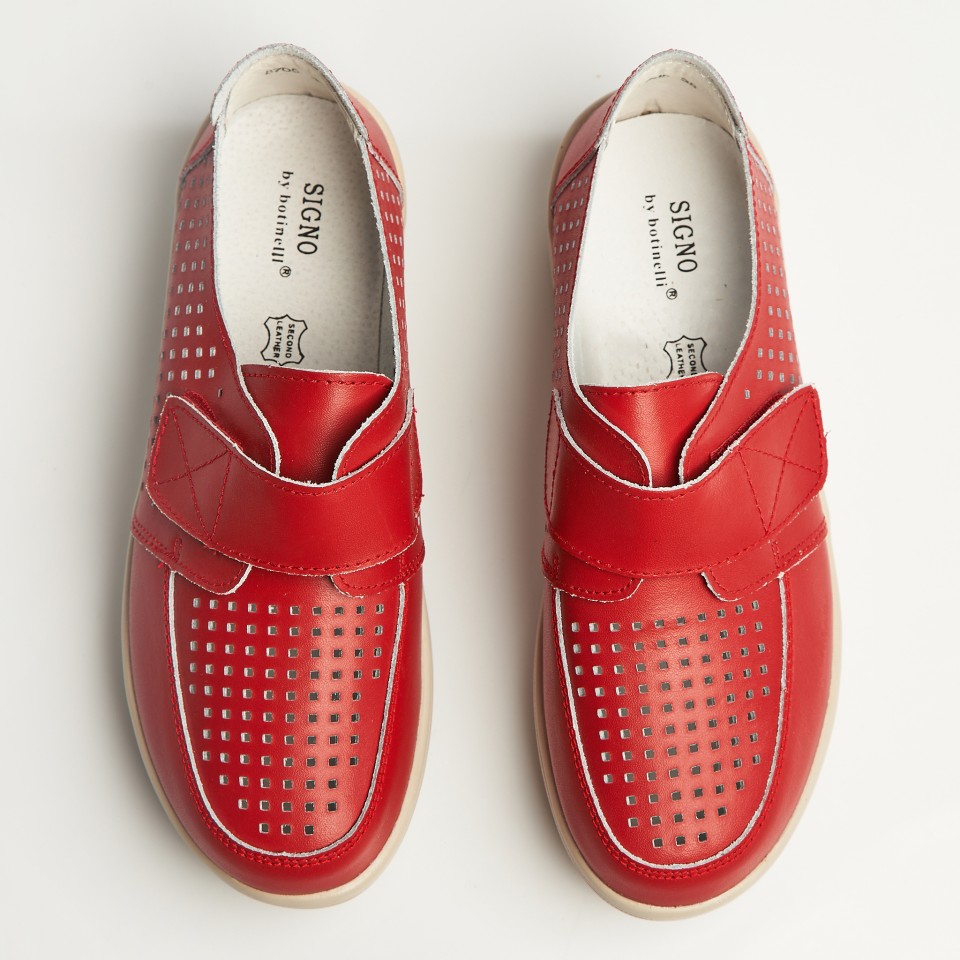 Poze Mocasini dama Piele Naturala Rosii Izana