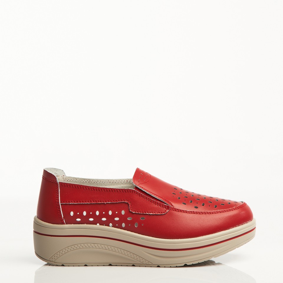 Poze Mocasini dama Piele Naturala Rosii Nazari