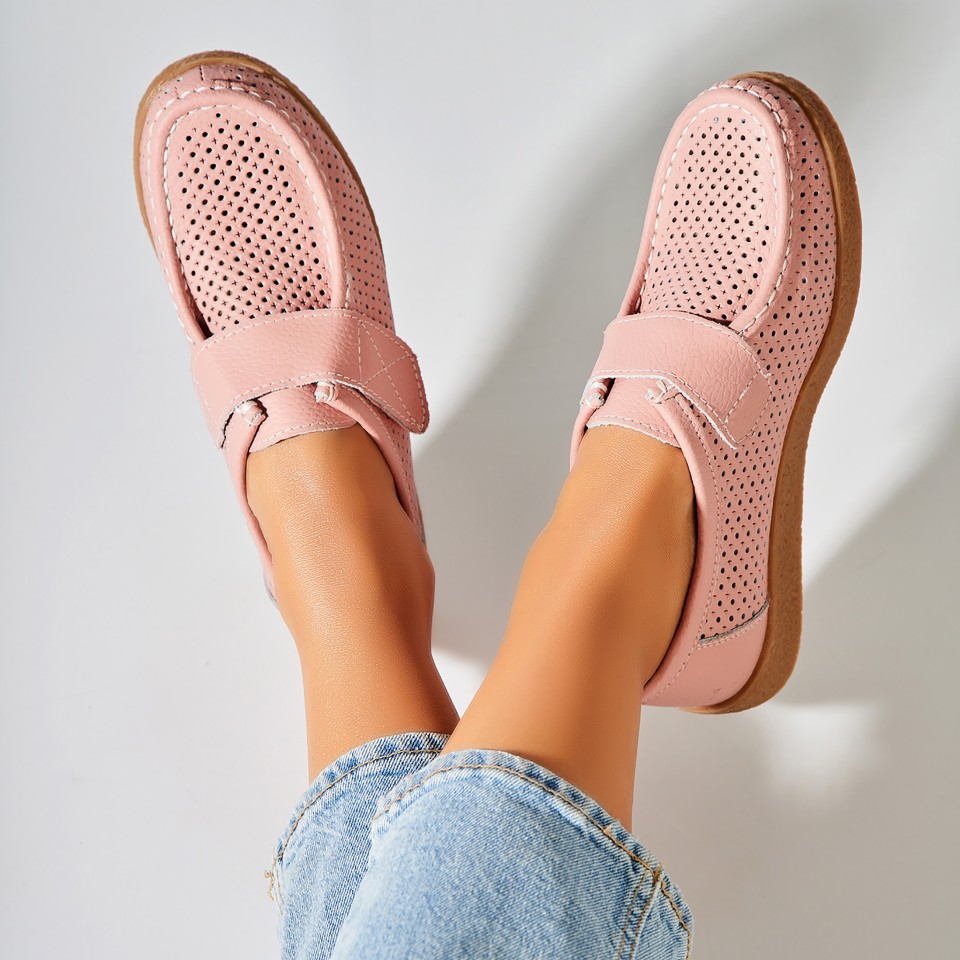 Poze Mocasini dama Piele Naturala Roz Takari