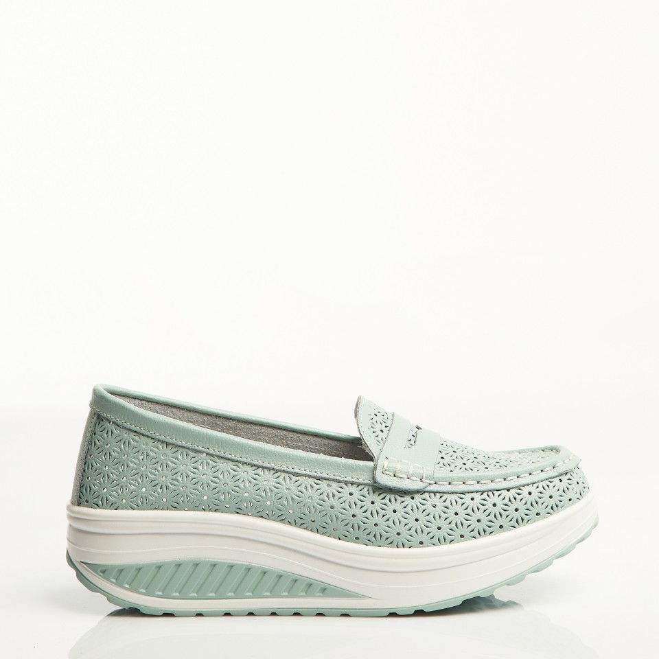 Poze Mocasini dama Piele Naturala Turcoaz Clara