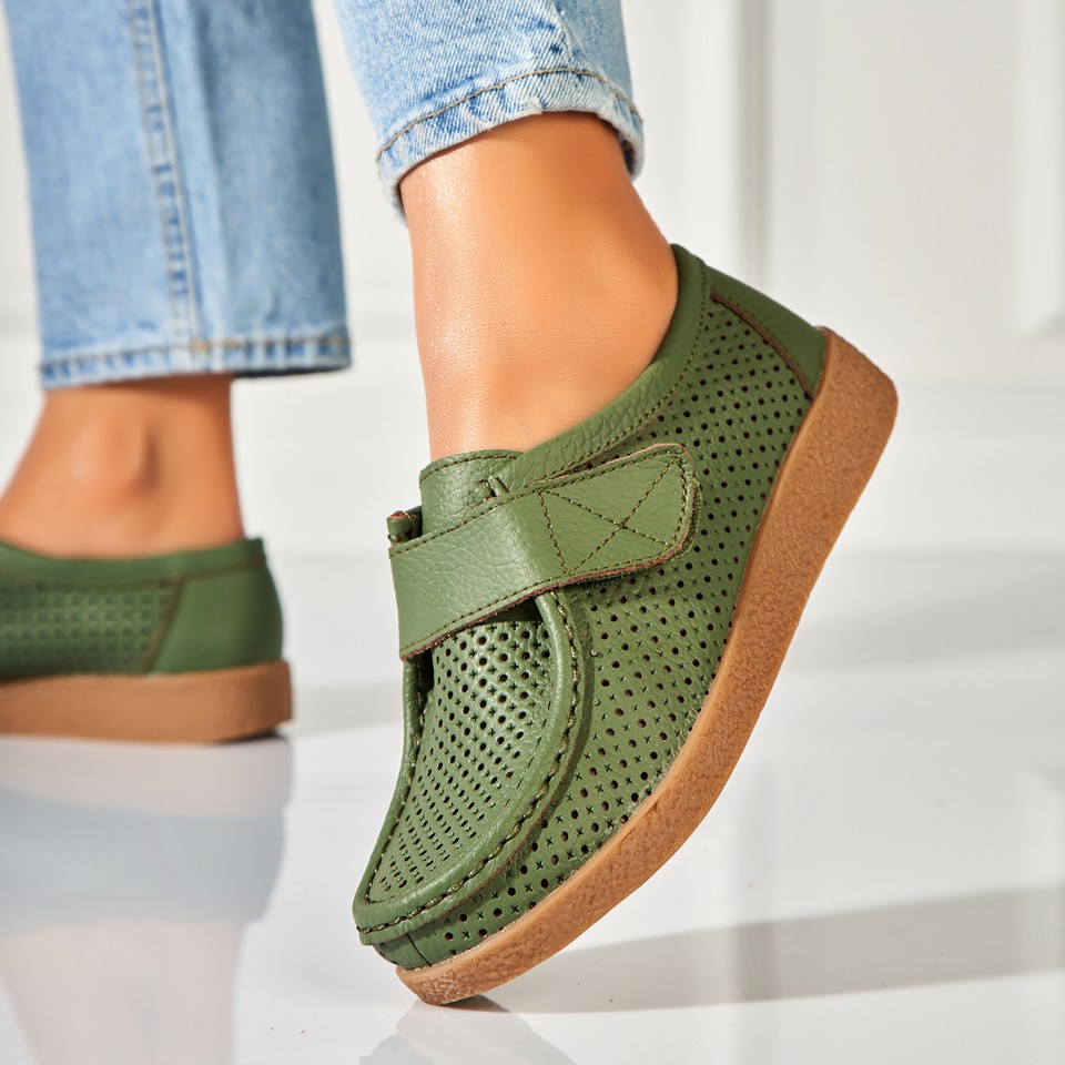 Poze Mocasini dama Piele Naturala Verzi Takari