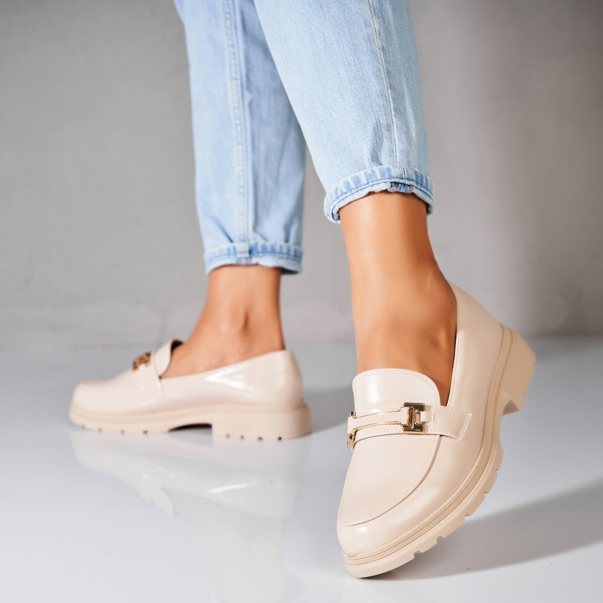 Poze Pantofi dama casual Bej din Piele Ecologica Caylan